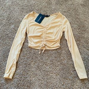 Ribbed tie front crop top